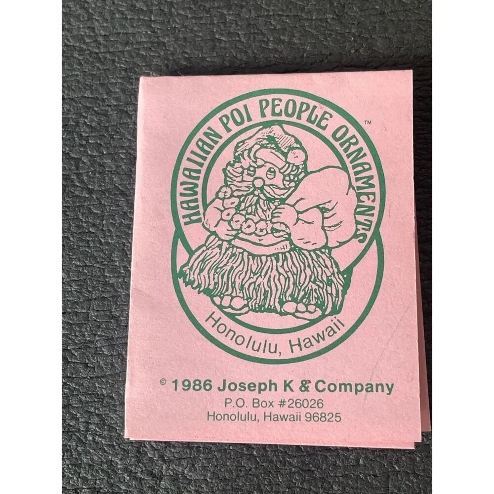 Vintage 1988 Hawaiian Poi People Hula Girl Christmas Ornament w/ Box Hawaii